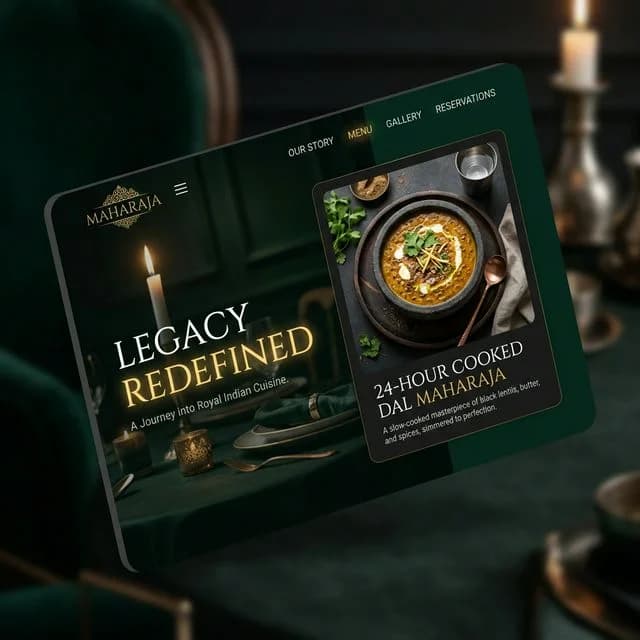 Modern Maharaja — Fine Dining website design by Shopfront Digital